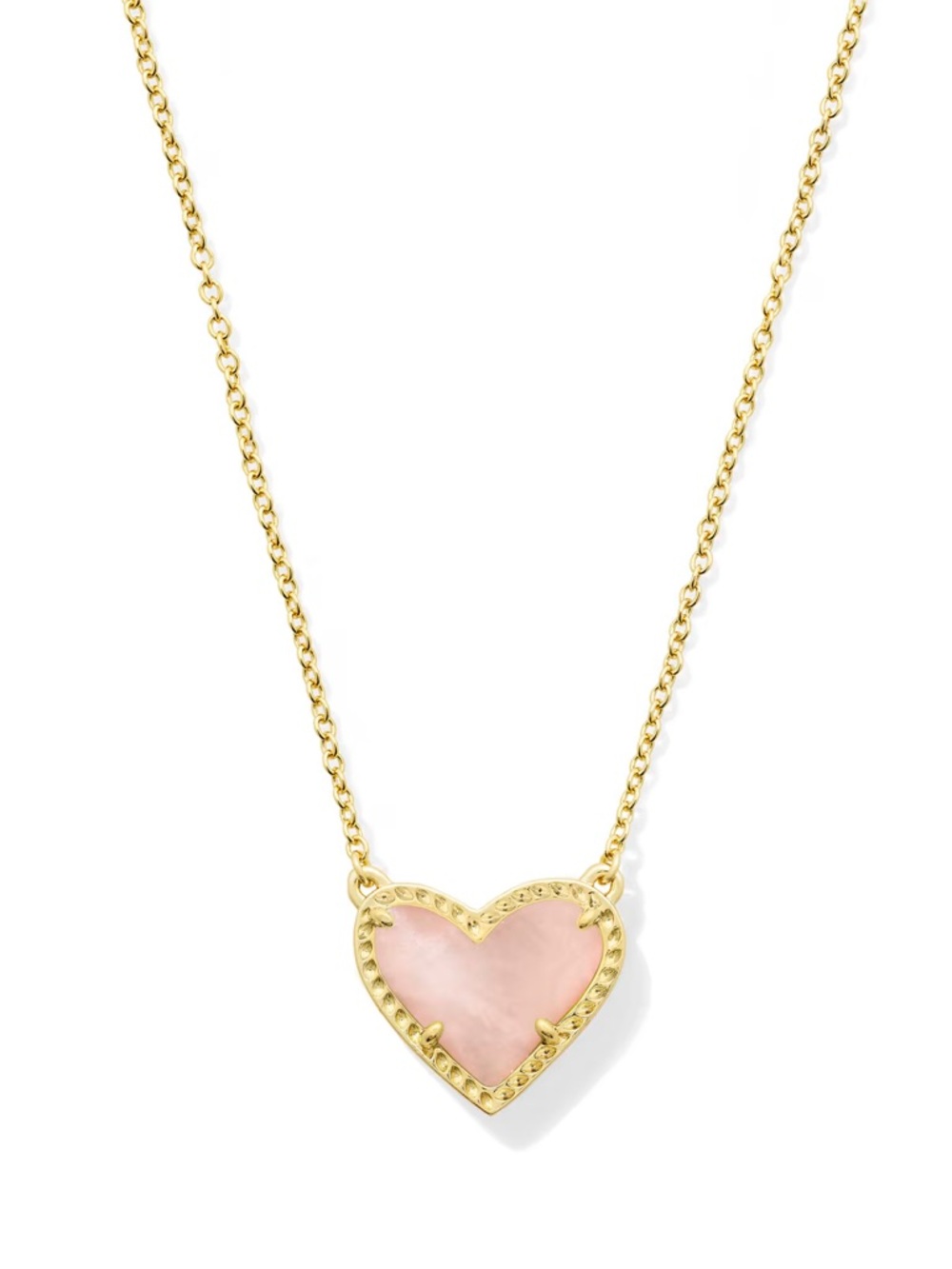 Kendra Scott Gold Heart Necklace with Pink Stone